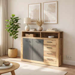Tumba Mebel Elite Blago Midi A 119.6cm (Untreated Oak/Black)