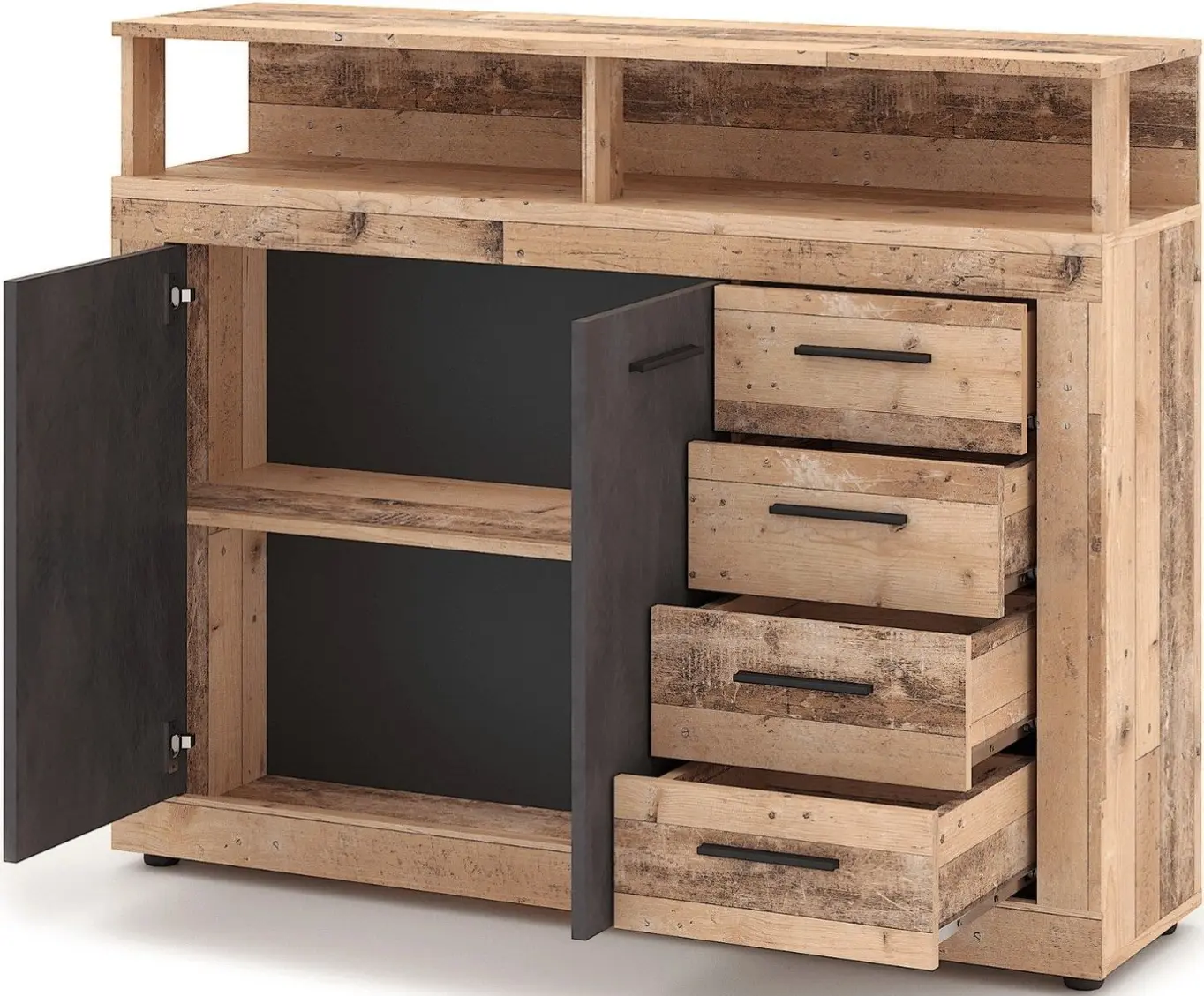 Tumba Mebel Elite Blago Midi A 119.6cm (Untreated Oak/Black) - 4