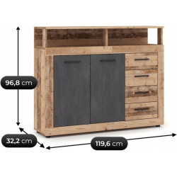 Tumba Mebel Elite Blago Midi A 119.6cm (Untreated Oak/Black) Thumb