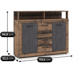 Tumba Mebel Elite Blago Midi B 119.5cm (Dark Oak/Black) Thumb