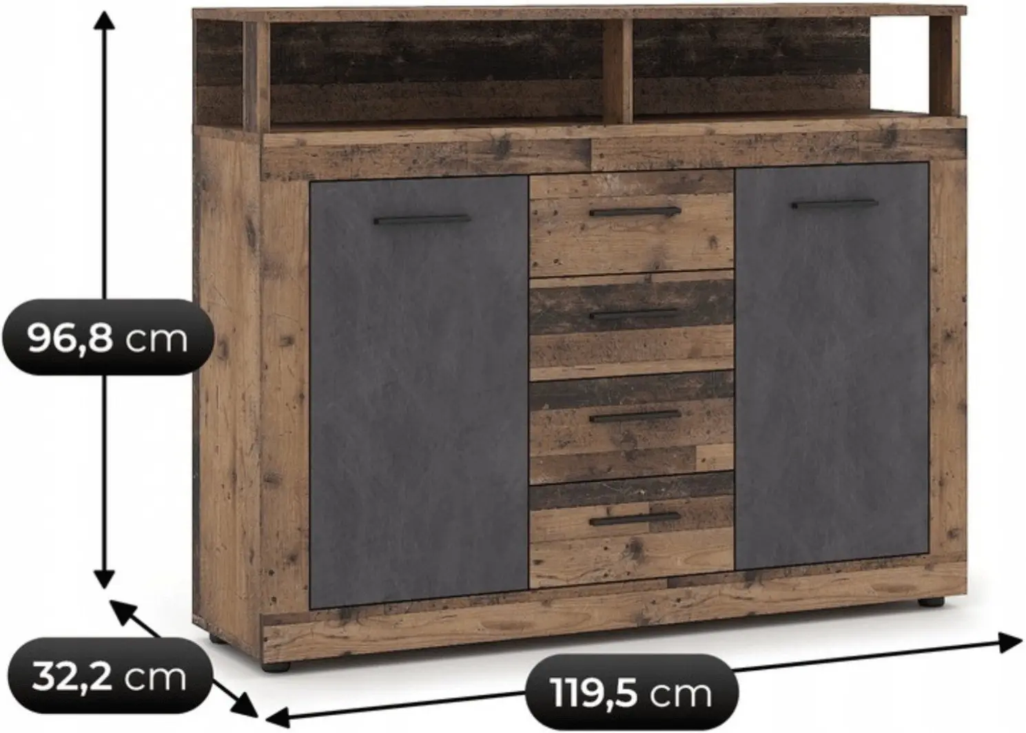 Tumba Mebel Elite Blago Midi B 119.5cm (Dark Oak/Black) - 6