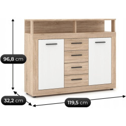 Tumba Mebel Elite Blago Midi B 119.5cm (Sonoma Oak/White) Thumb