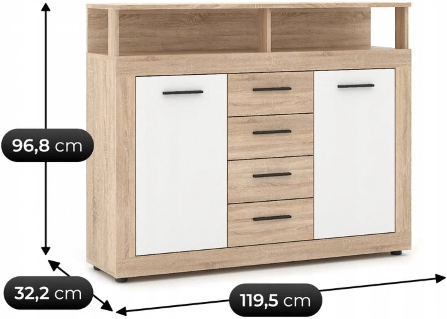 Tumba Mebel Elite Blago Midi B 119.5cm (Sonoma Oak/White) - 6