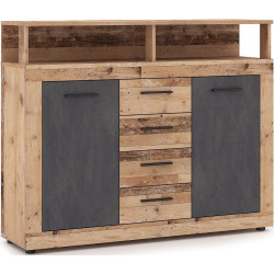 Tumba Mebel Elite Blago Midi B 119.5cm (Untreated Oak/Graphite) Thumb
