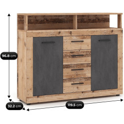 Tumba Mebel Elite Blago Midi B 119.5cm (Untreated Oak/Graphite) Thumb