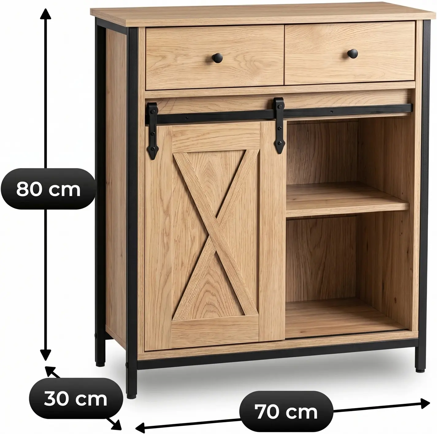 Tumba Mebel Elite Cole 70cm (Oak/Black) - 5