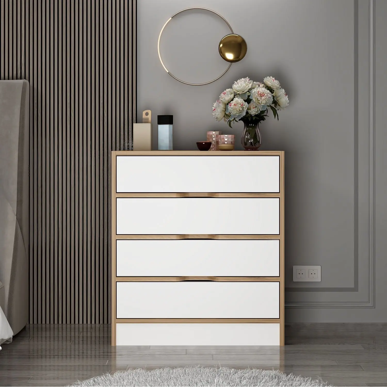 Комод Mirage Meble Elina 8173 (White/Walnut)