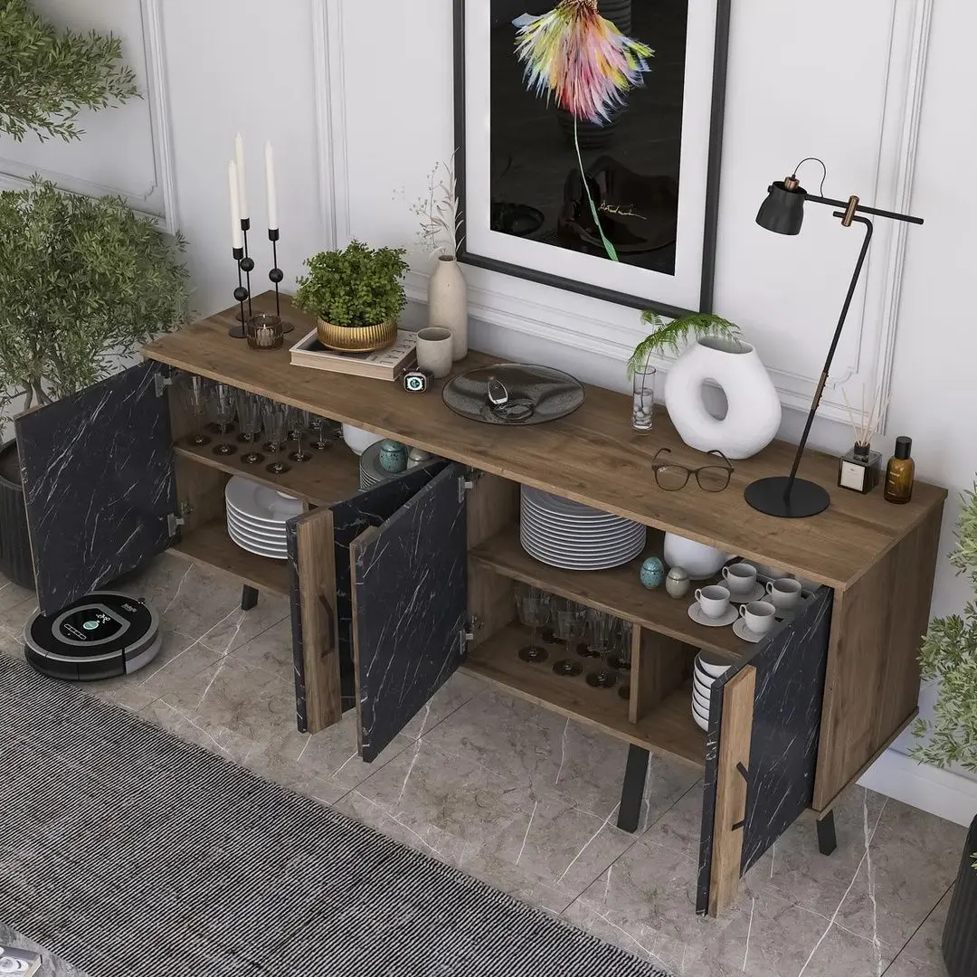 Tumba Mirage Meble GD115 (Hitit Walnut/Black Marble)