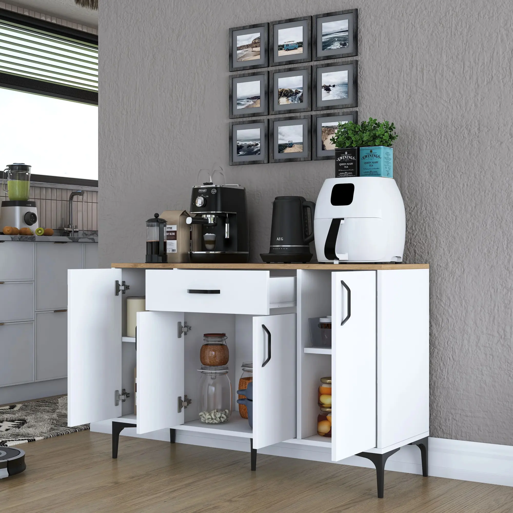 Тумба Mirage Meble JE136 (White/Walnut)