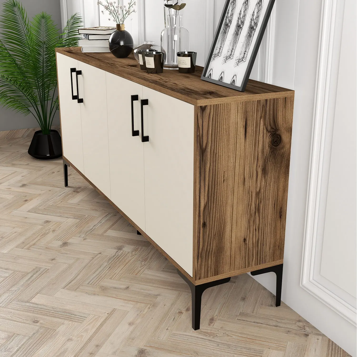 Tumba Mirage Meble Kiev 160 (Cream/Walnut)