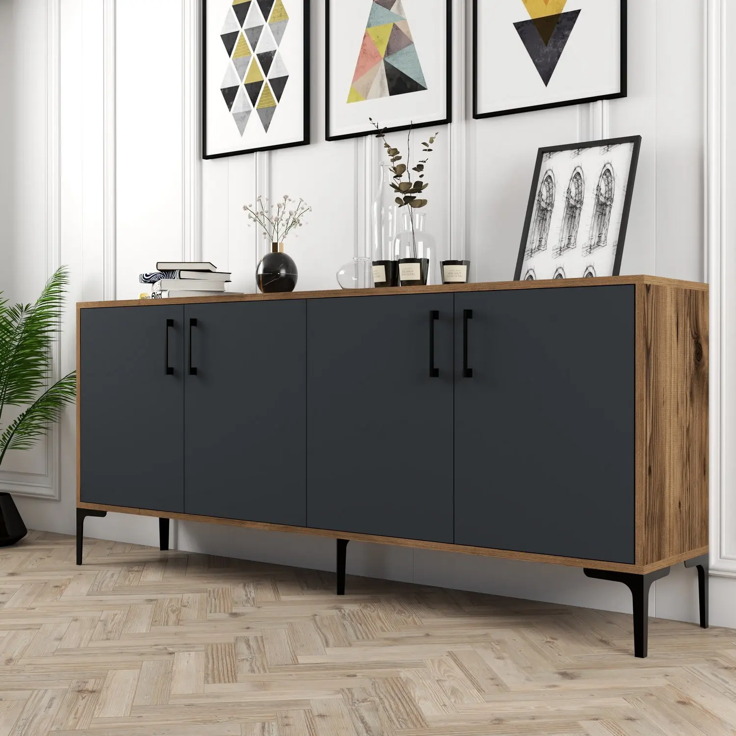 Tumba Mirage Meble Kiev 180 (Anthracite/Walnut)