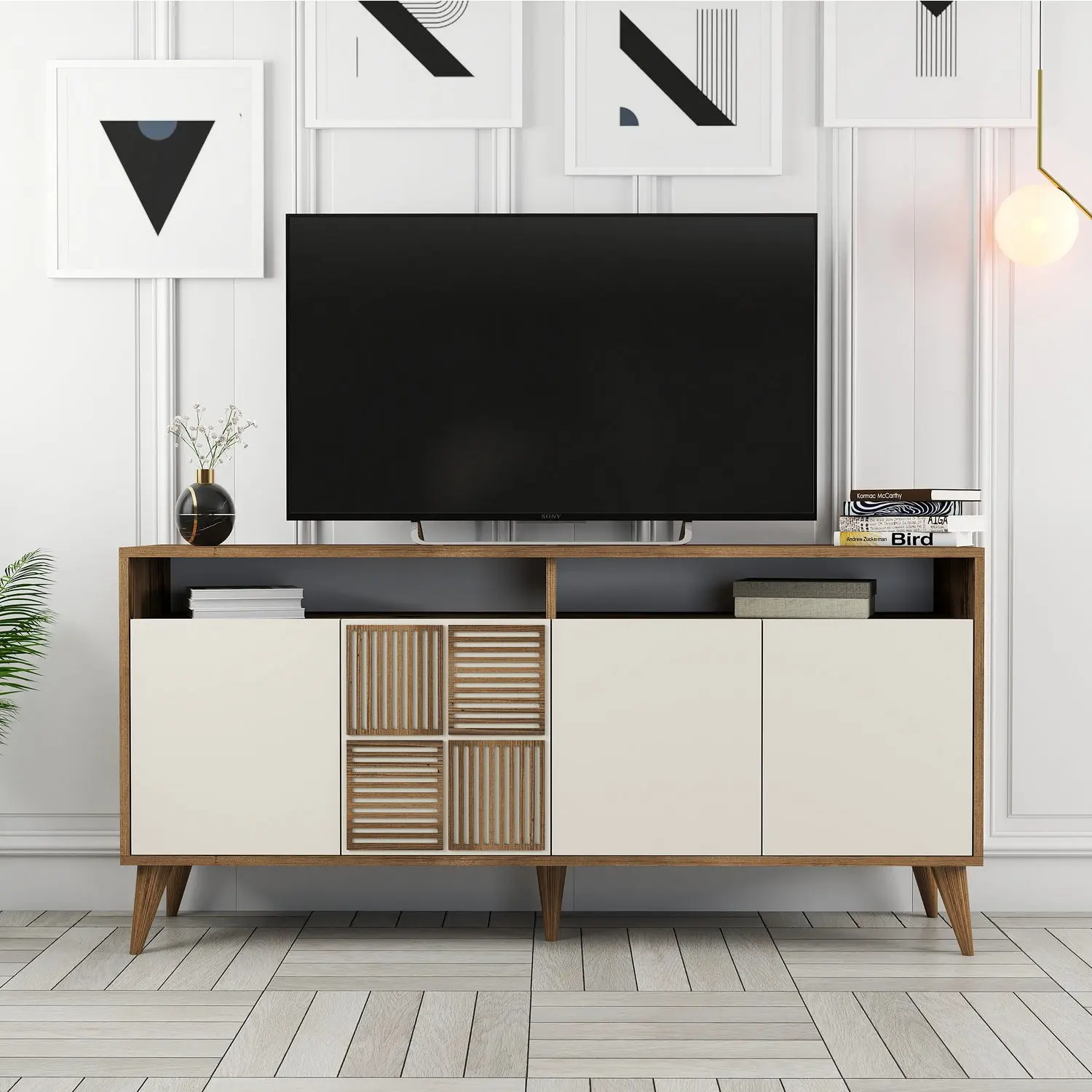 Тумба Mirage Meble Milan 160 (Cream/Walnut)