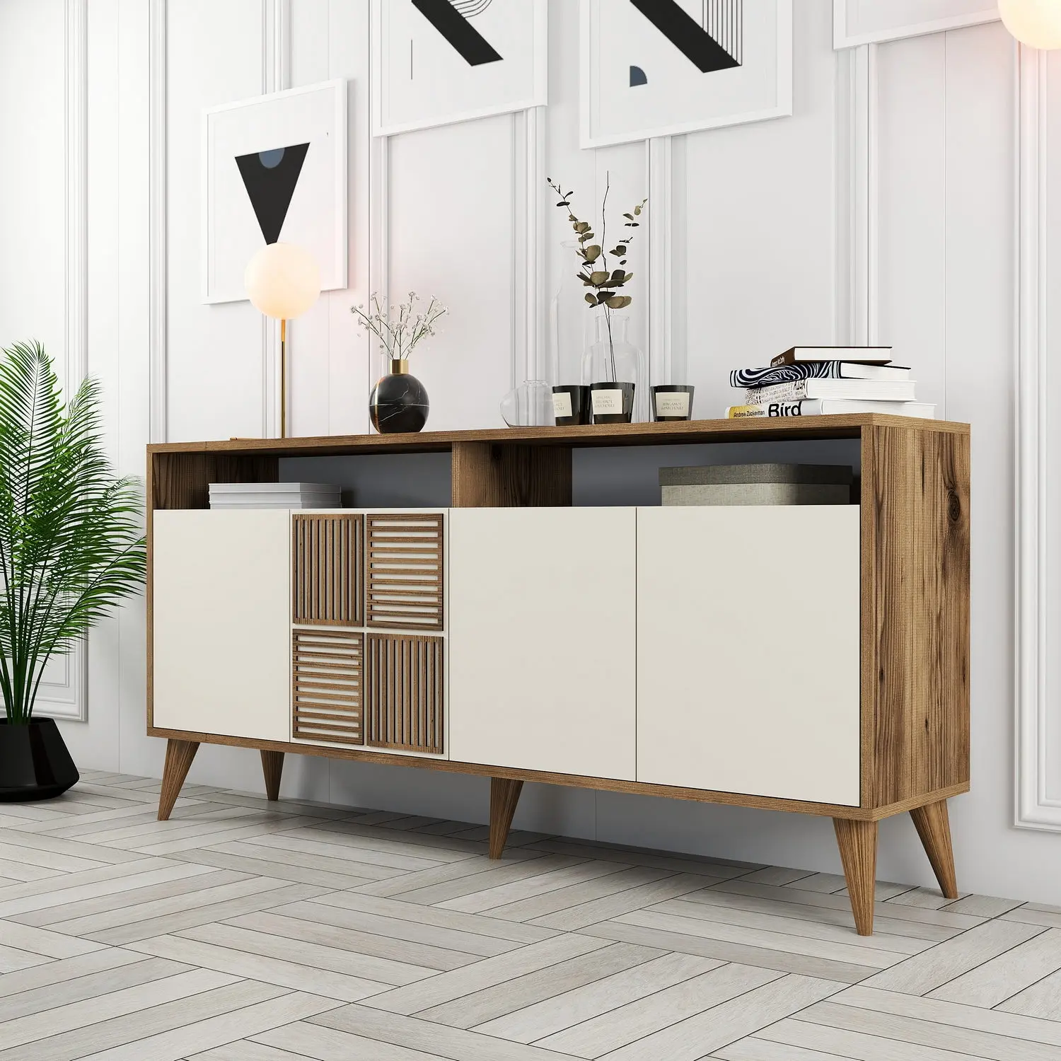 Тумба Mirage Meble Milan 160 (Cream/Walnut)