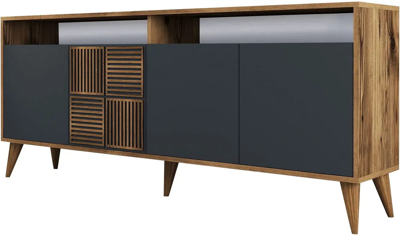 Тумба Mirage Meble Milan 180x79x35 (Anthracite/Walnut)