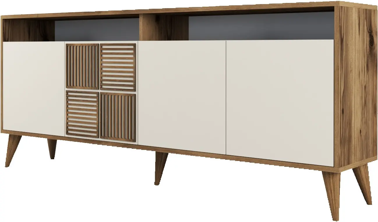 Tumba Mirage Meble Milan 180x79x35 (Cream/Walnut)