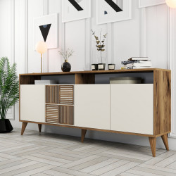 Tumba Mirage Meble Milan 180x79x35 (Cream/Walnut) Thumb