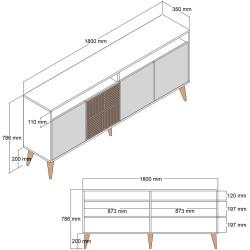 Tumba Mirage Meble Milan 180x79x35 (Cream/Walnut) Thumb
