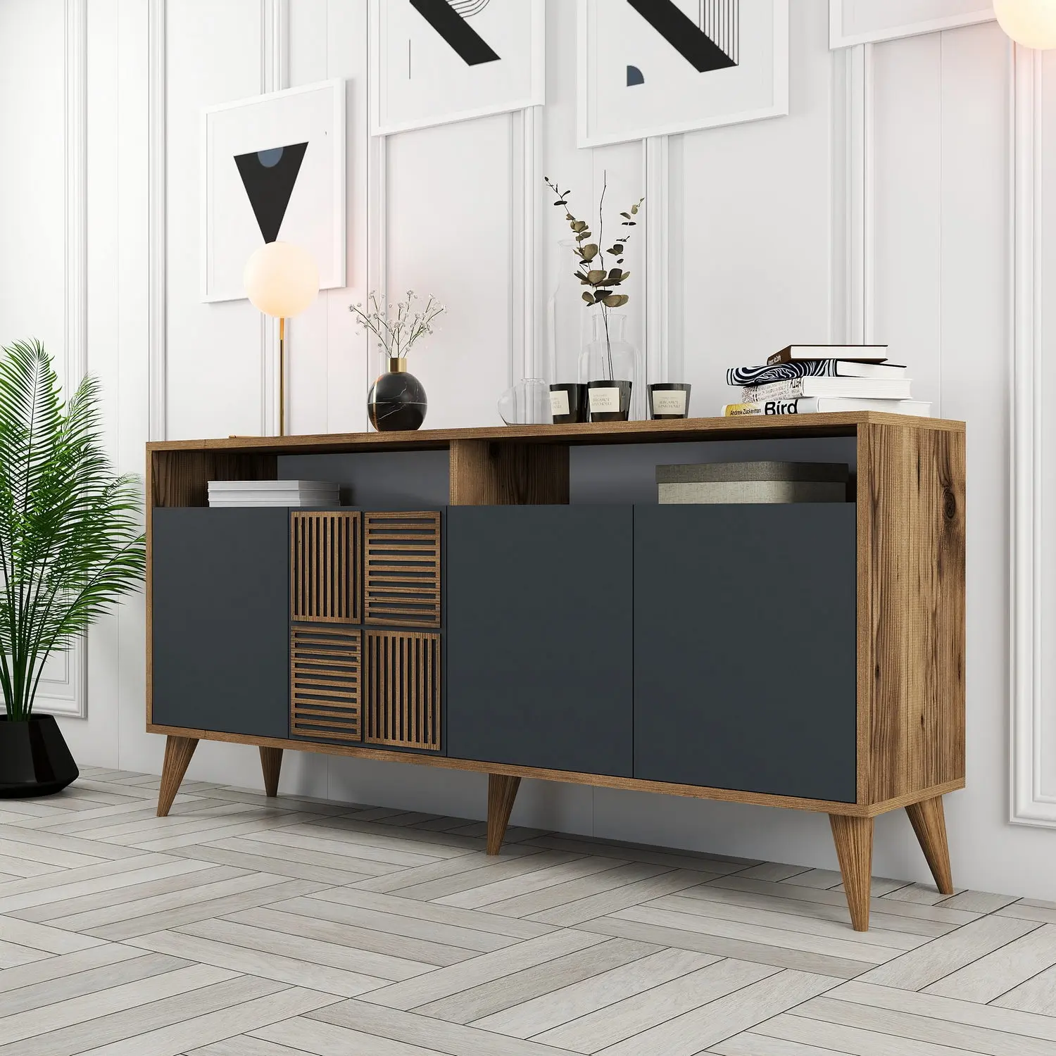 Тумба Mirage Meble Milan 160 (Anthracite/Walnut)