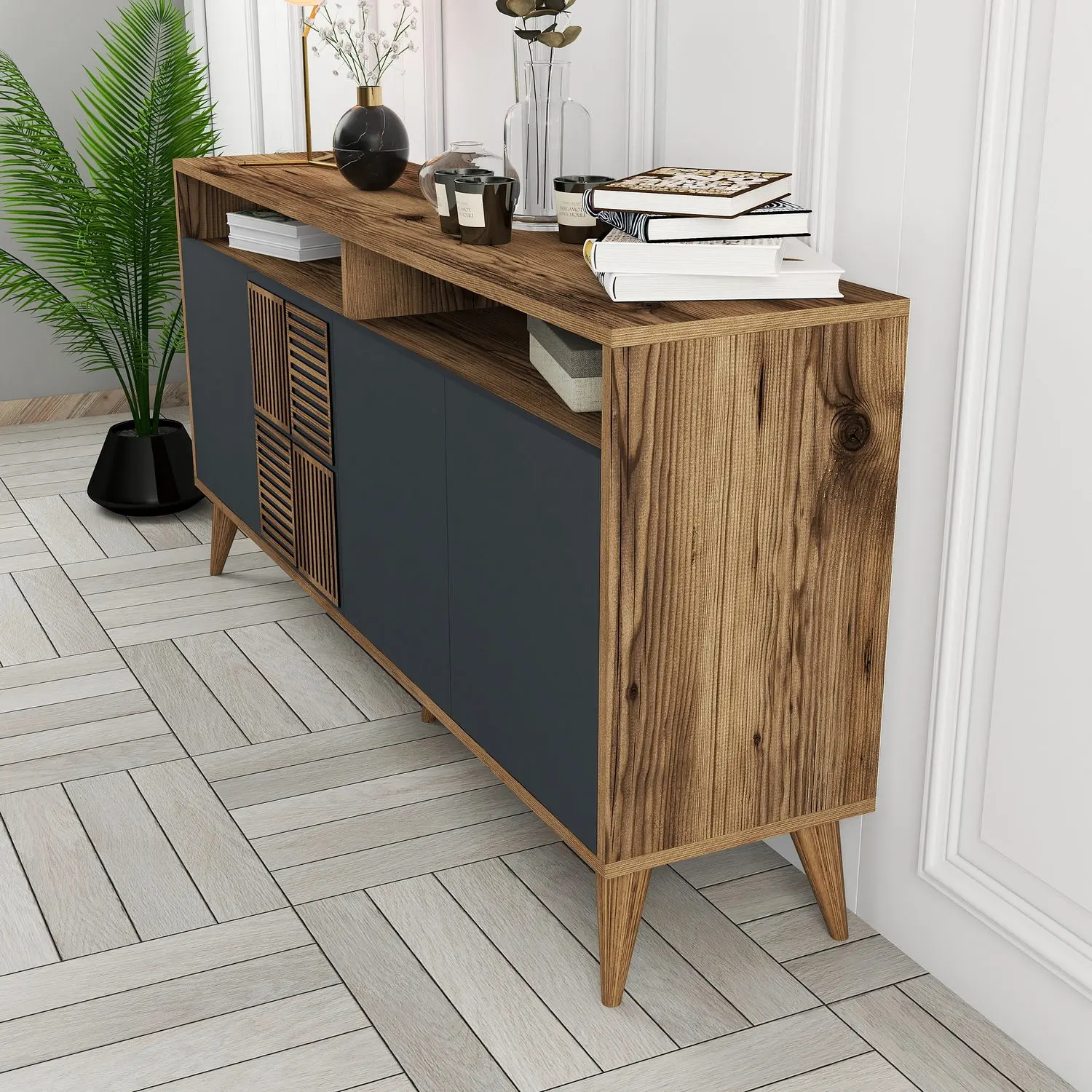 Тумба Mirage Meble Milan 160 (Anthracite/Walnut)