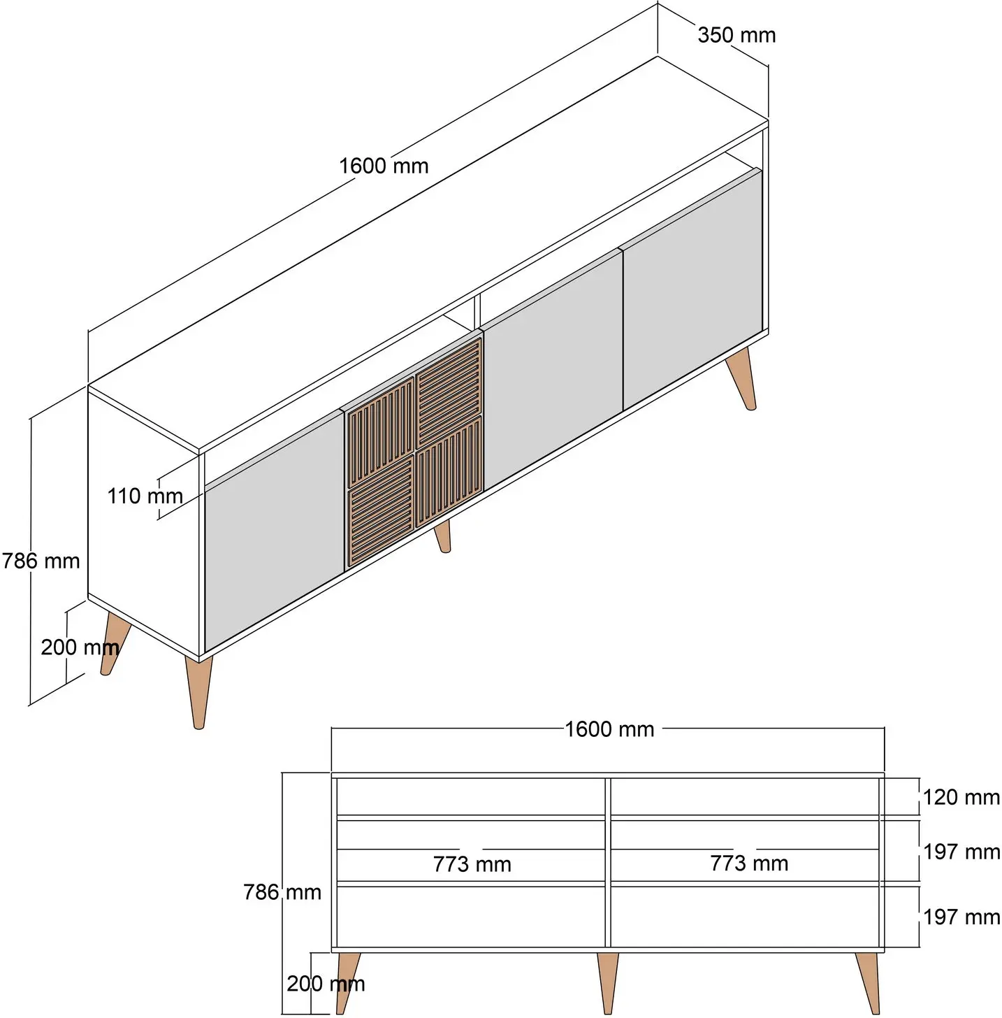 Тумба Mirage Meble Milan 160 (Anthracite/Walnut)