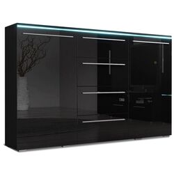 Comoda Mirjan24 Amber 26 cu iluminare LED (Black Gloss)