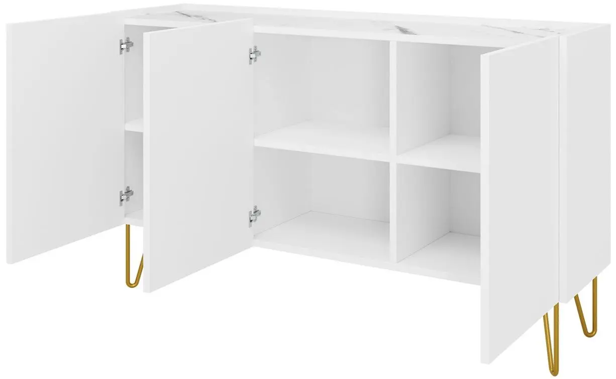 Тумба Mirjan24 Animere AK144/Narine K144 (White/White Marble/Gold)