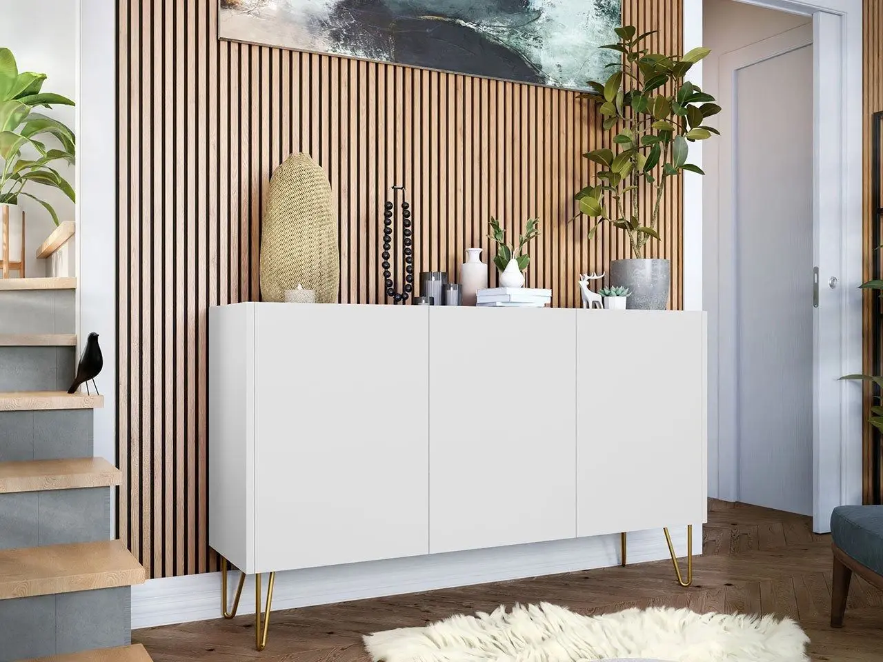 Тумба Mirjan24 Animere AK144/Narine K144 (White/White Marble/Gold)