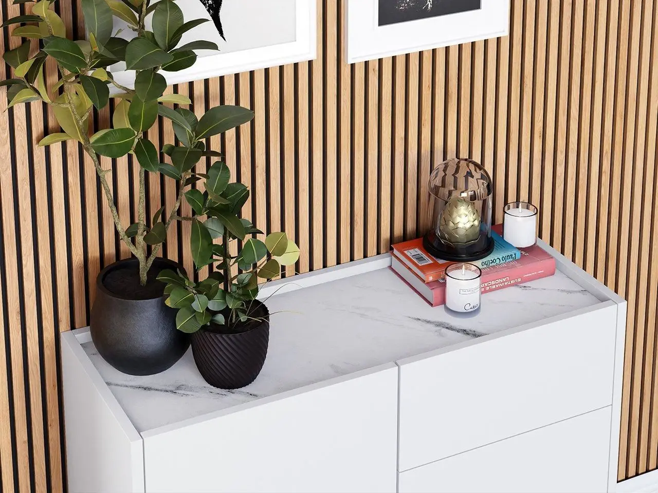 Тумба Mirjan24 Animere AKSZ97/Narine KSZ97 (White/White Marble/Gold)