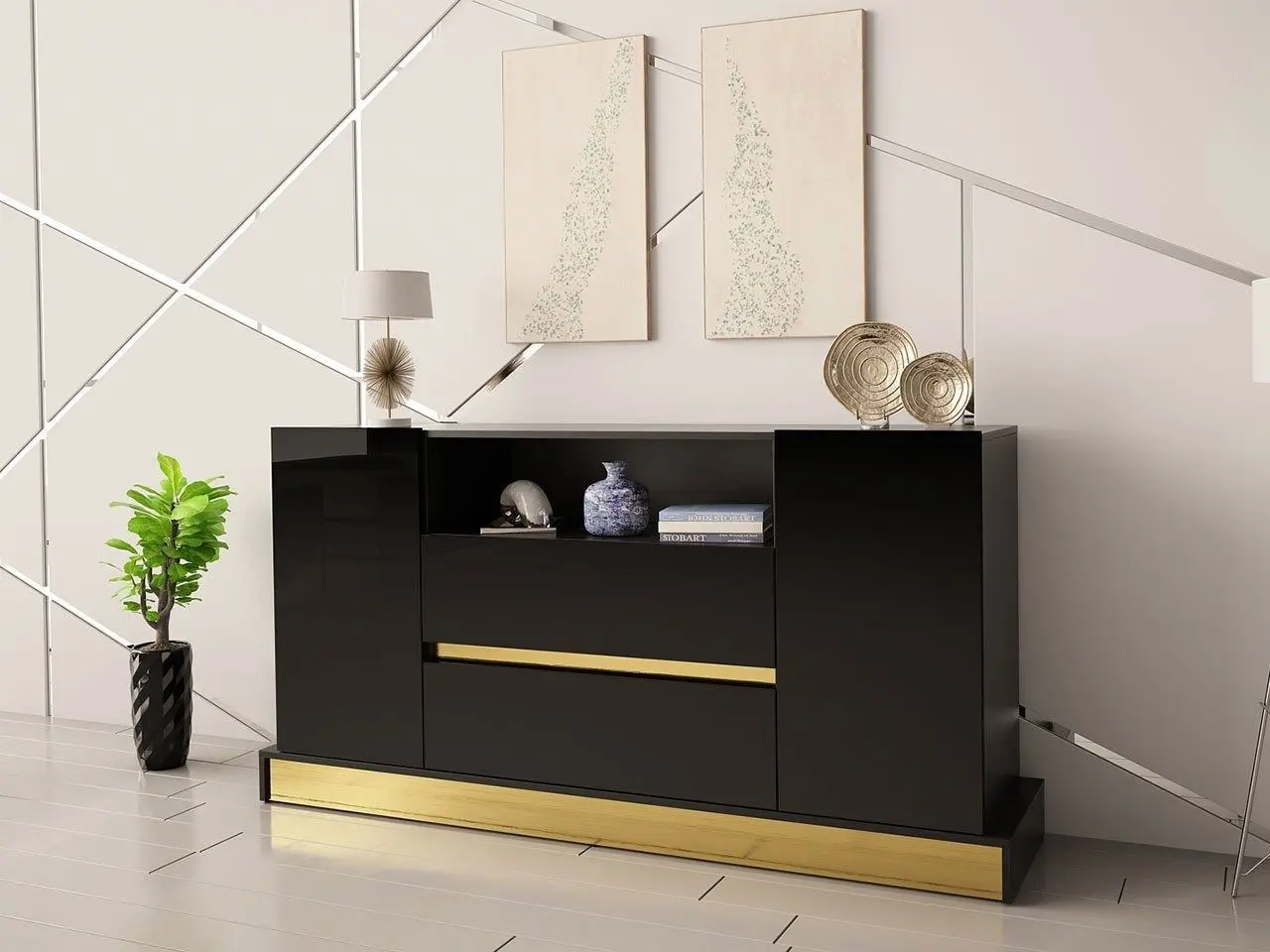 Tumba Mirjan24 Bariput 04/Mercado (Black Gloss/Black/Gold)