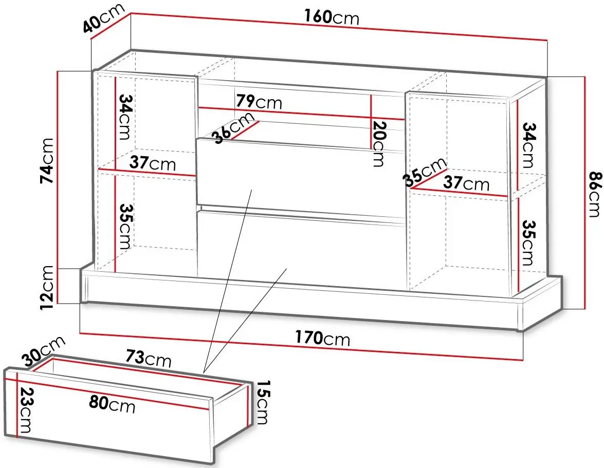 Tumba Mirjan24 Bariput 04/Mercado (White Gloss/White/Gold)