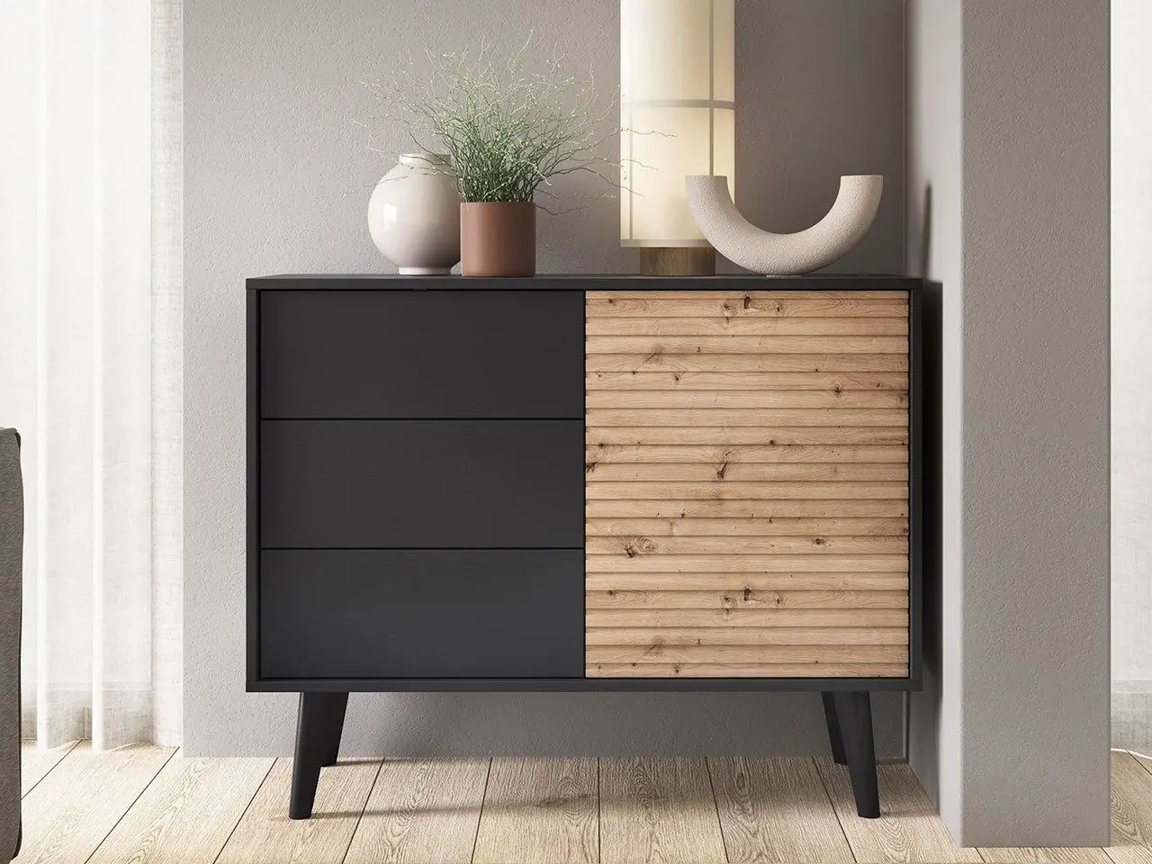 Tumba Mirjan24 Mostero MSKSZ104/Willow KSZ104 (Artisan Oak/Black)