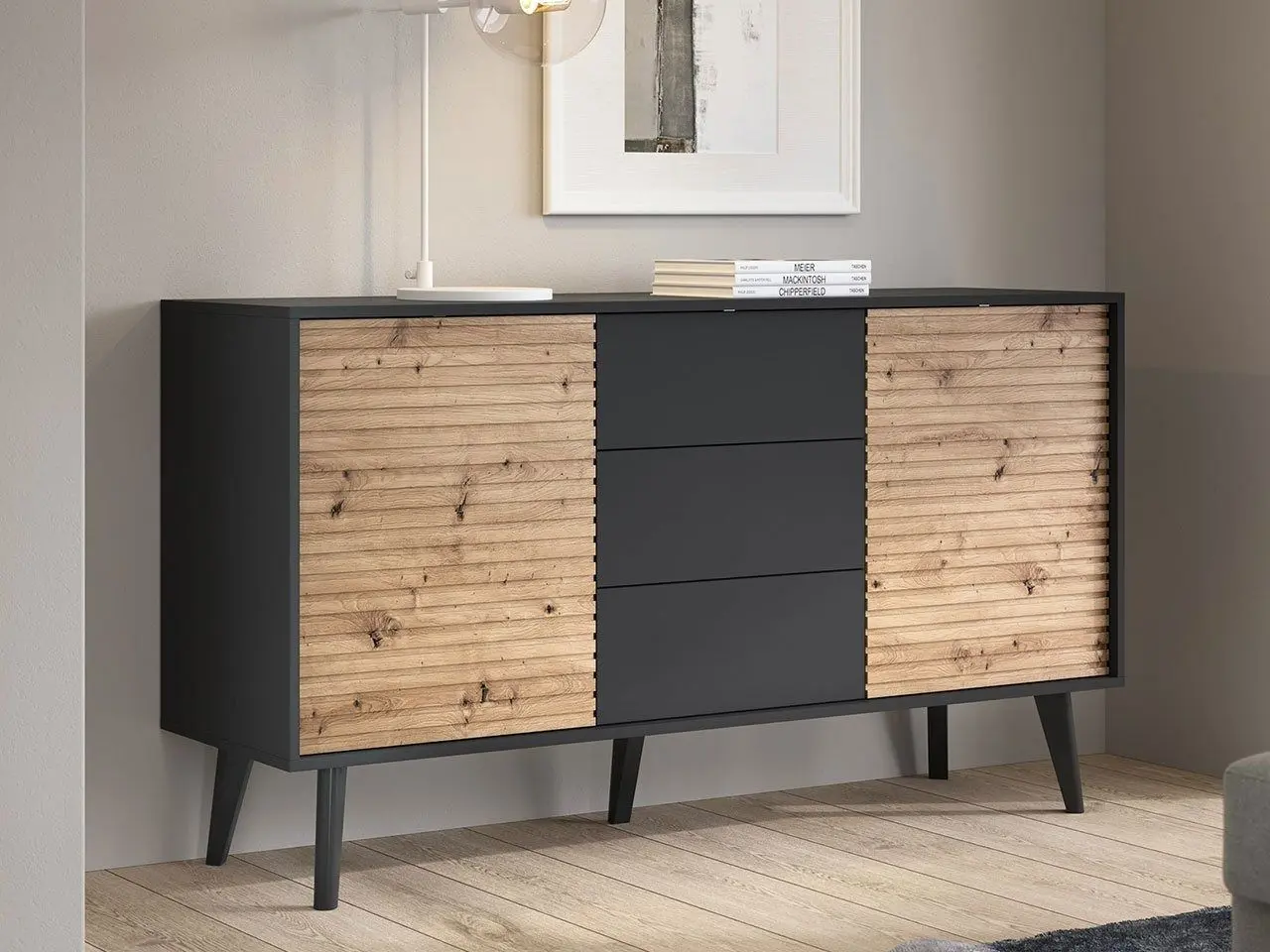 Tumba Mirjan24 Mostero MSKSZ154/Willow KSZ154 (Artisan Oak/Black)