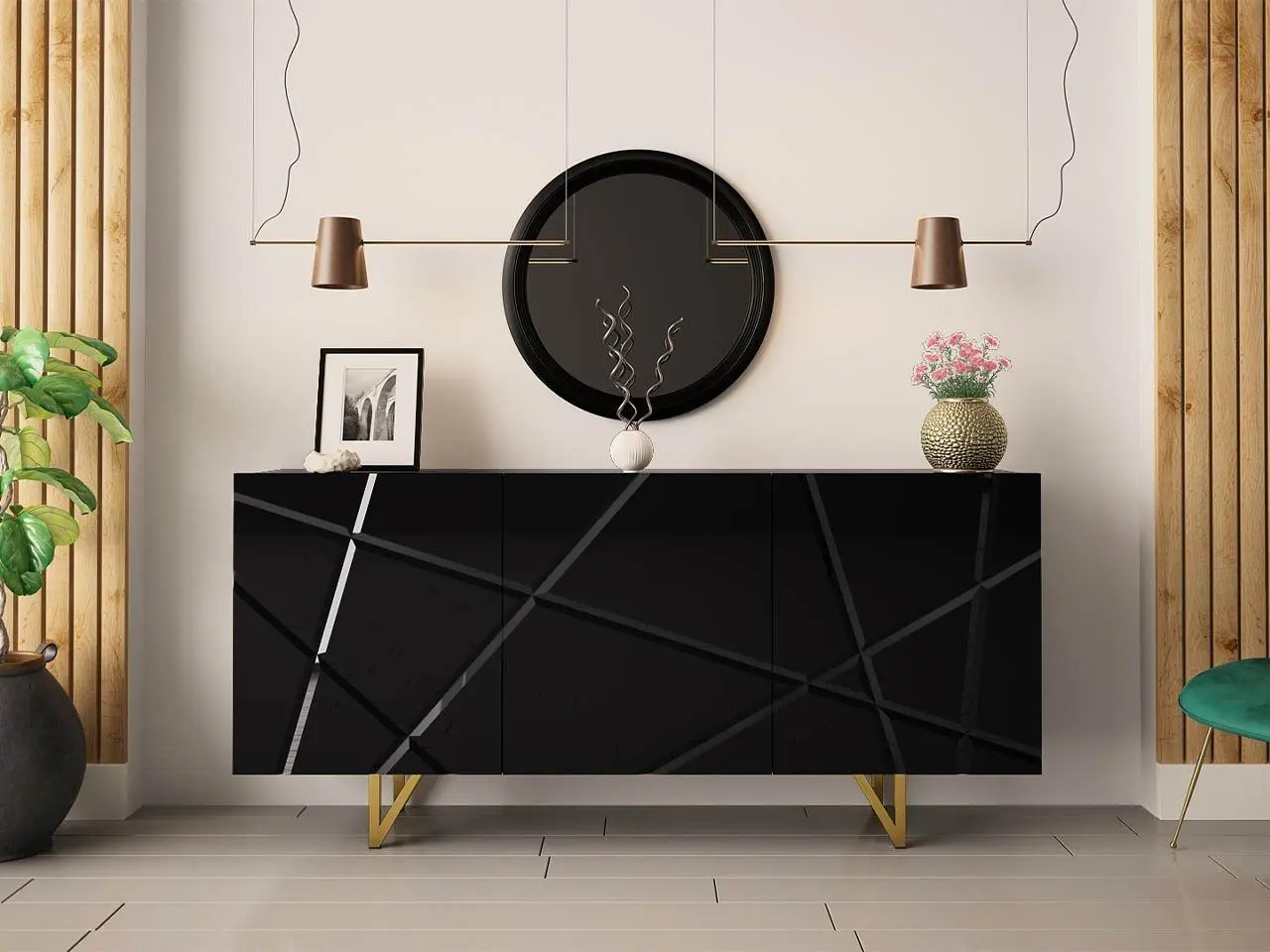 Тумба Mirjan24 Nivotis 03/ Radom (Black Gloss/Black) - 4