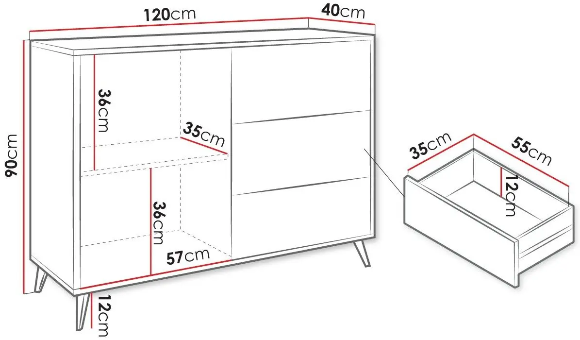 Tumba Mirjan24 Oksawi/Ovessi 1D3SZ (ArtisanOak/Black)