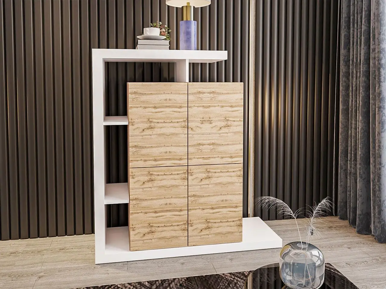 Tumba Mirjan24 Sigurdo/Tuskana 129x40 (White/Wotan Oak)