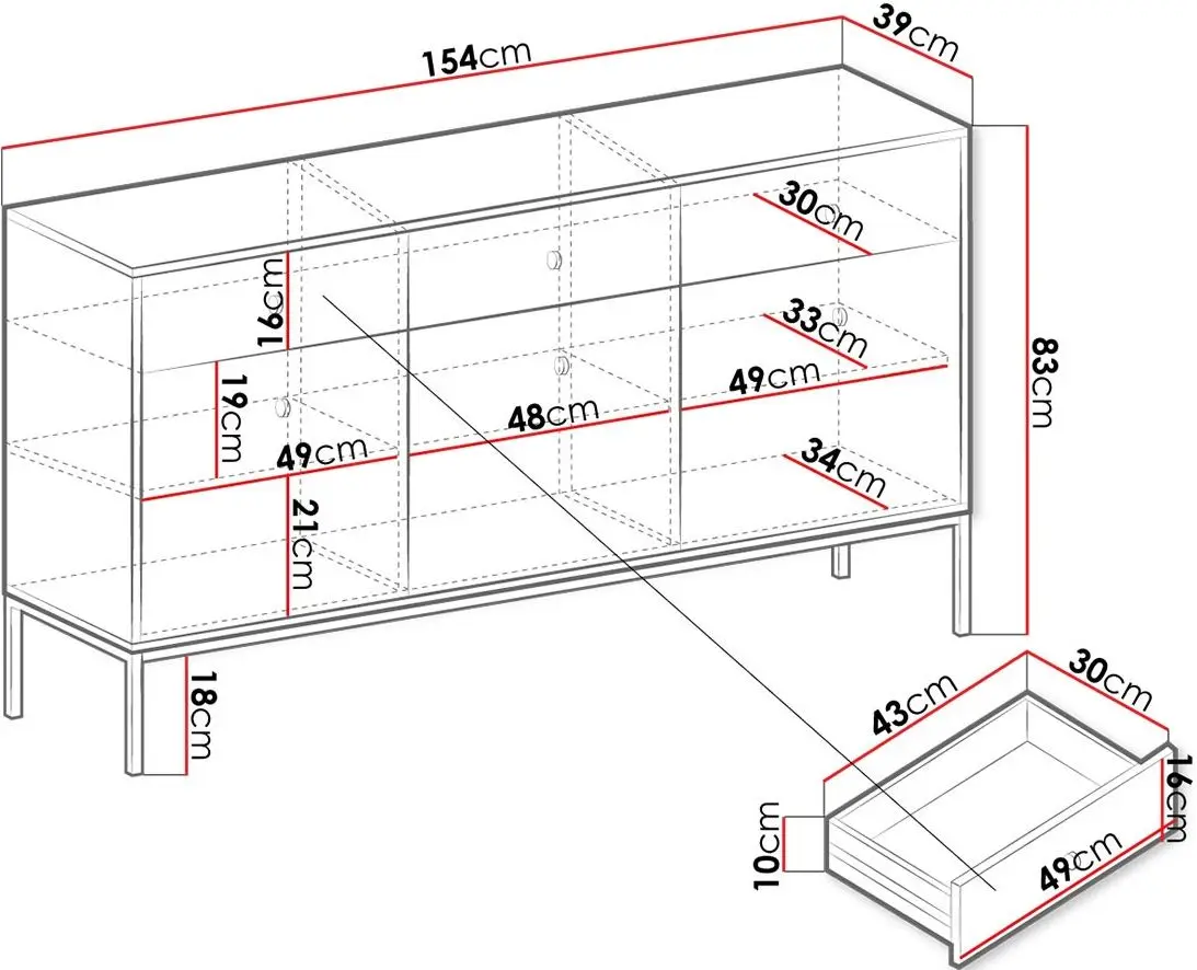 Тумба Mirjan24 Tonkor TKSZ154/Mono MKSZ154 (Beige) - 2