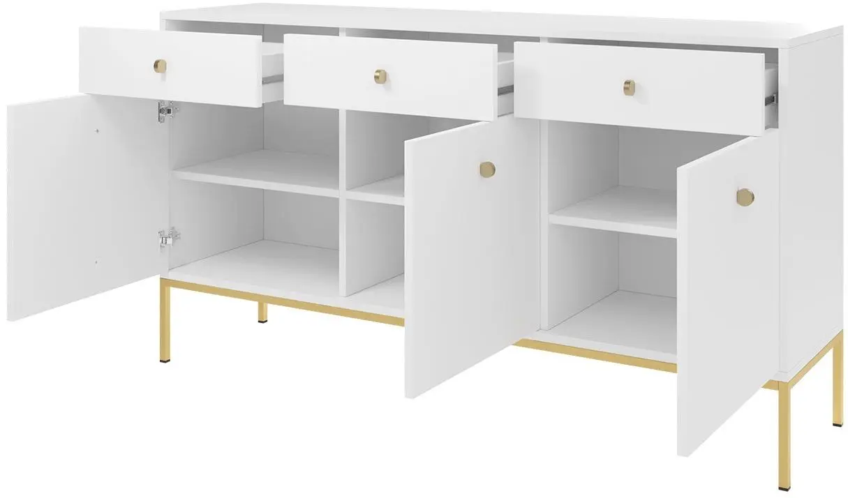 Comoda Mirjan24 Tonkor TKSZ154/Mono MKSZ154 (White/Gold)