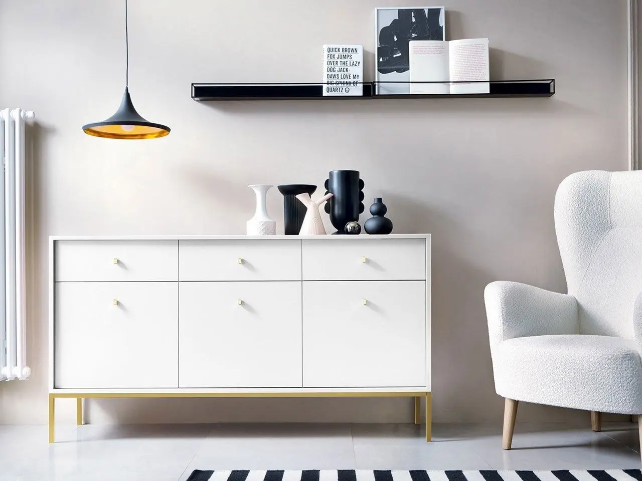 Comoda Mirjan24 Tonkor TKSZ154/Mono MKSZ154 (White/Gold)