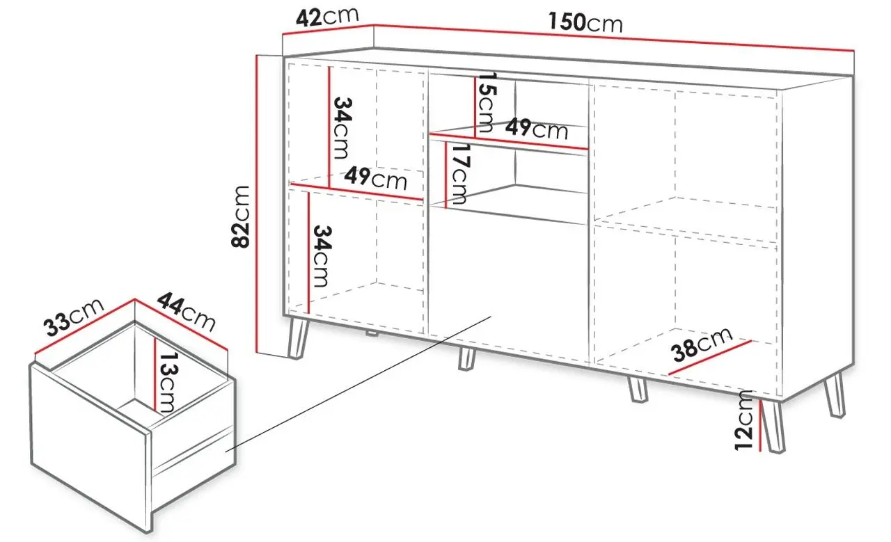 Comoda Mirjan24 Zitok/Abeto 200 (Black Gloss/Black)