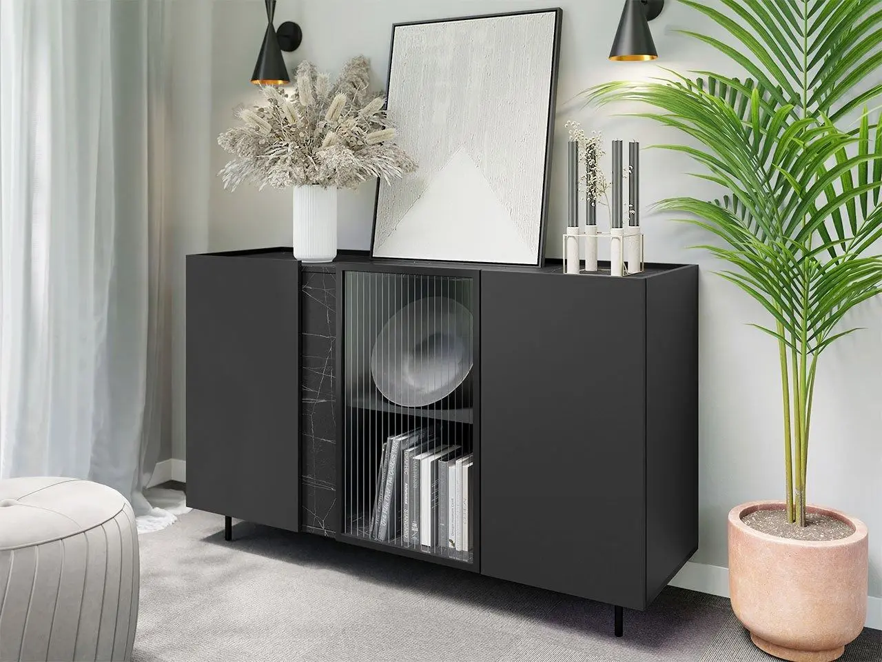 Tumba-vitrina Mirjan24 Salzo SL06 (Graphite/San Sebastian)