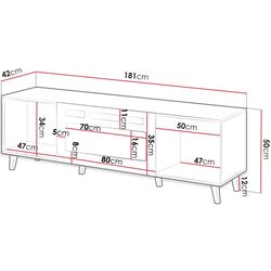 Тумба РТВ с биокамином Mirjan24 Tilderi 180/Vamos (Wotan Oak/Black) Thumb
