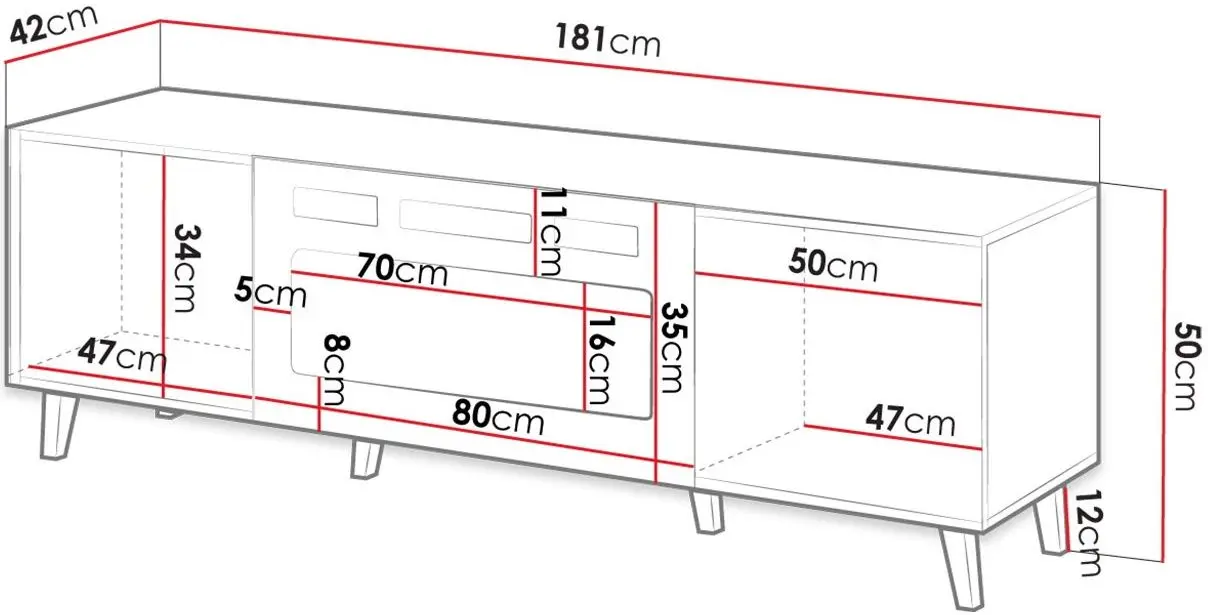 Тумба РТВ с биокамином Mirjan24 Tilderi 180/Vamos (Wotan Oak/Black) - 2