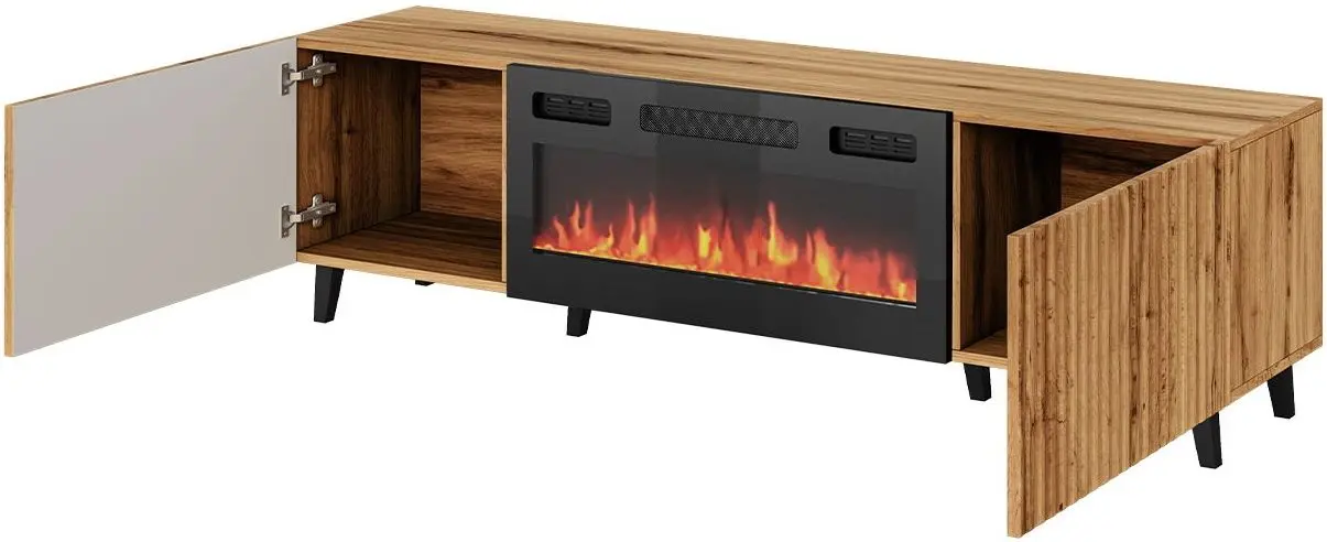 Тумба РТВ с биокамином Mirjan24 Tilderi 180/Vamos (Wotan Oak/Black) - 3