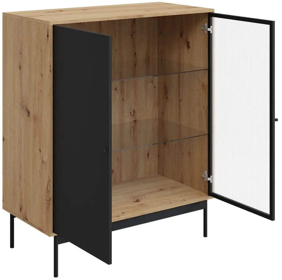 Витрина Mirjan24 Brulpin/Bartise 2D (Artisan Oak/Black) - 3