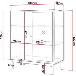 Vitrina Mirjan24 Brulpin/Bartise 2D cu LED iluminare (Artisan Oak/Black) Thumb