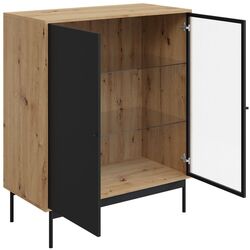 Vitrina Mirjan24 Brulpin/Bartise 2D cu LED iluminare (Artisan Oak/Black) Thumb