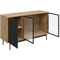 Tumba-vitrina Mirjan24 Brulpin/Bartise 3D cu LED iluminare (Artisan Oak/Black) Thumb