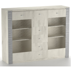 Comoda-Vitrina МЛ-Мебель Gamma №14 160.2cm (Craft Oak White/Gray) Thumb