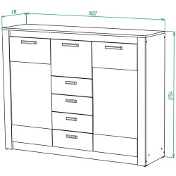 Comoda-Vitrina МЛ-Мебель Gamma №14 160.2cm (Craft Oak White/Gray) Thumb