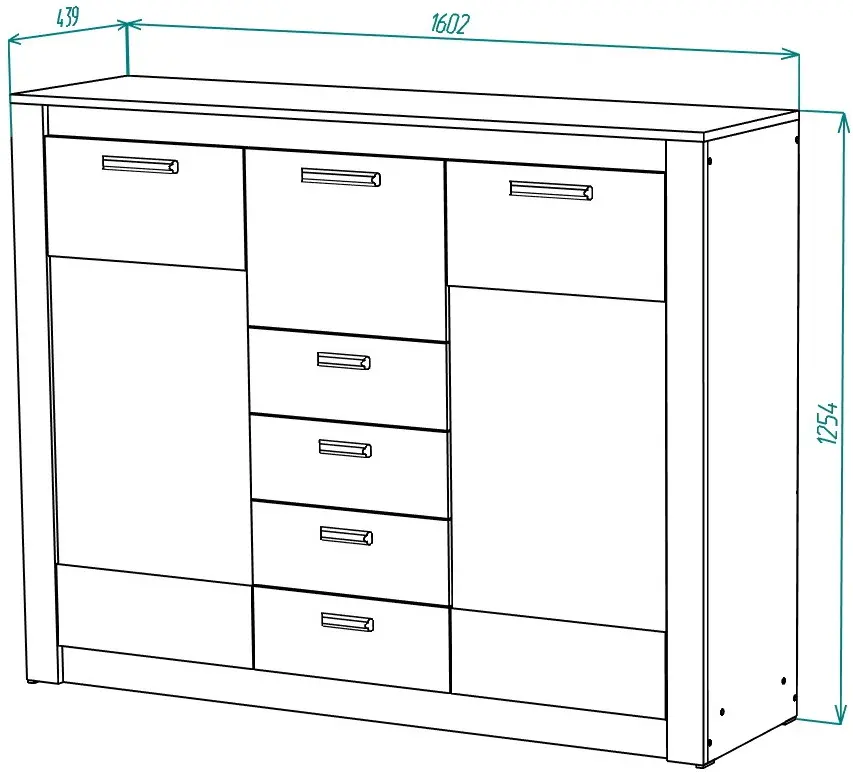 Comoda-Vitrina МЛ-Мебель Gamma №14 160.2cm (Craft Oak White/Gray) - 3
